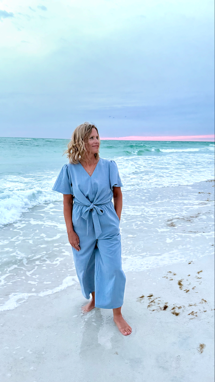 Julie Billin at the beach, children's author and creator of Thought Rainbow